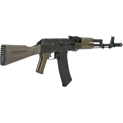 LCT Full Steel AK74M Airsoft AEG Rifle - BLACK/OLIVE DRAB GREEN