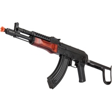 LCT Airsoft Steel MG-MS AEG Rifle w/ Folding Stock - BLACK/WOOD