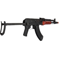 LCT Airsoft Steel MG-MS AEG Rifle w/ Folding Stock - BLACK/WOOD