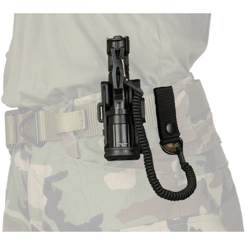 Opsmen Tatical Lanyard w/ Snap Button Belt Connector - BLACK