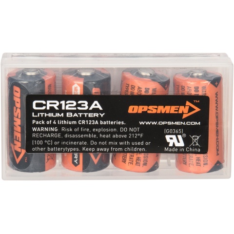 OPSMEN CR123A 4-Pack High Performance Lithium Batteries