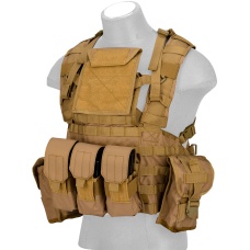 Lancer Tactical Airsoft M4 MOLLE Modular Chest Rig (Nylon) - KHAKI