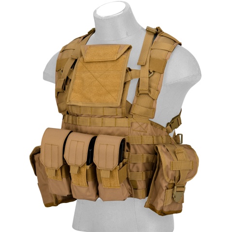 Lancer Tactical Airsoft M4 MOLLE Modular Chest Rig (Nylon) - KHAKI