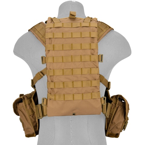 Lancer Tactical Airsoft M4 MOLLE Modular Chest Rig (Nylon) - KHAKI