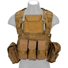 Lancer Tactical Airsoft M4 MOLLE Modular Chest Rig (Nylon) - KHAKI