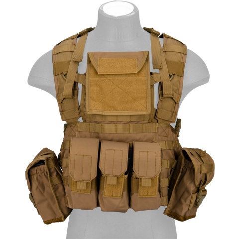 Lancer Tactical Airsoft M4 MOLLE Modular Chest Rig (Nylon) - KHAKI
