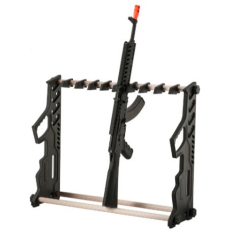 AMA Airsoft Rifle Gun Rack - 11 Stack - BLACK / WOOD