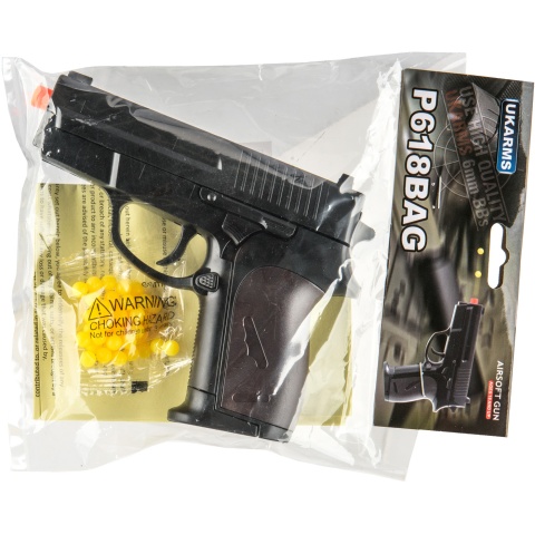 UK Arms P618BAG Spring-Loaded Airsoft Pistol - BLACK