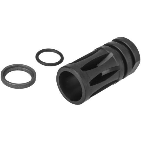 JG Works Aluminum AK47 EBB Airsoft 14mm CCW Flash Hider - BLACK