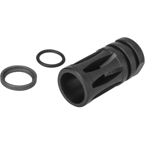 JG Works Aluminum AKM AEG Airsoft 14mm CCW Flash Hider - BLACK