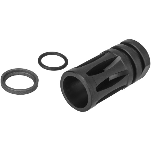 JG Works Aluminum M4 Carbine Airsoft 14mm CCW Flash Hider - BLACK