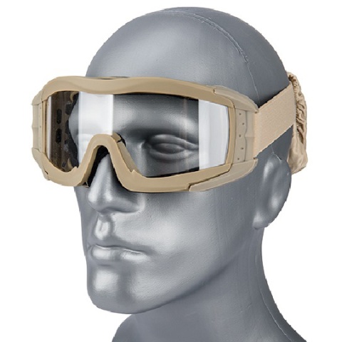 Lancer Tactical Airsoft Polycarbonate Safety Lens Goggles w/ UV400 Lens - TAN