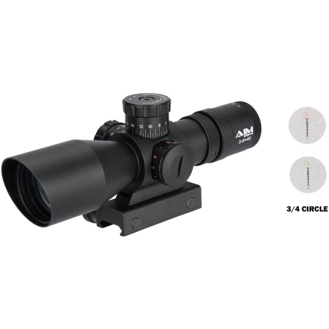 Aim Sports Titan Dual 3-9X40mm Rifle Scope w/ 3/4 Reticle - BLACK