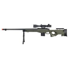 Wellfire Fluted Bolt Action Airsoft Rifle w/ Scope, Bipod - OD GREEN