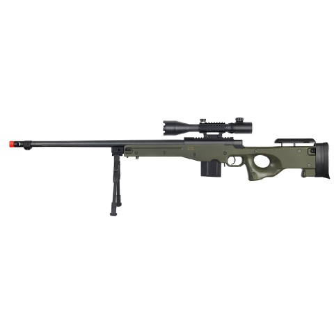 Wellfire Fluted Bolt Action Airsoft Rifle w/ Scope, Bipod - OD GREEN