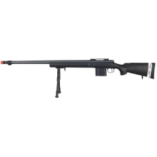 Wellfire Airsoft Bolt Action Rifle w/ Fluted Barrel & Bipod - BLACK