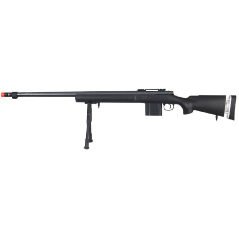 Wellfire Airsoft Bolt Action Rifle w/ Fluted Barrel & Bipod - BLACK