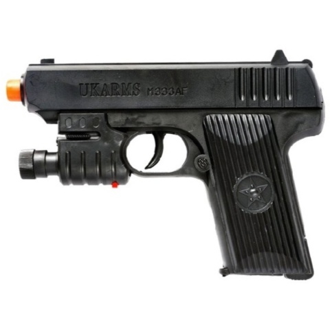 UK Arms M333AF Spring Airsoft Pistol w/ Laser and Flashlight - BLACK