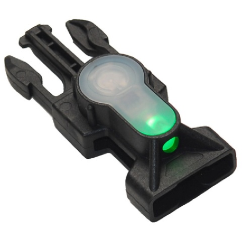 AMA Airsoft Mil-Spec Green LED Buckle Strobe Light - BLACK