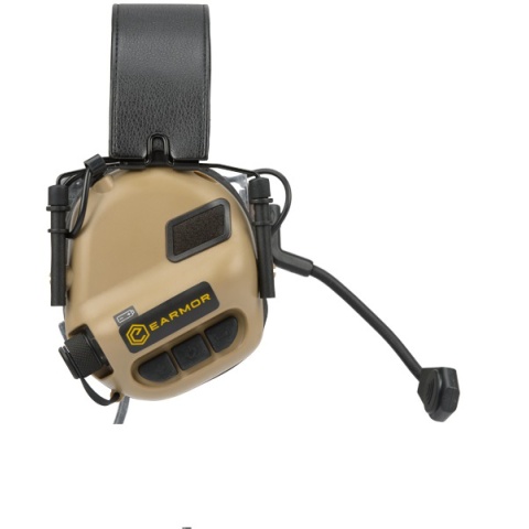 Earmor M32 Electronic Tactical Earmuffs w/ NATO Input  - TAN
