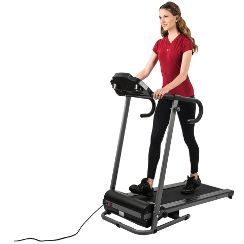 AuWit 600W Motor Fitness Machine w/ Folding Treadmill - BLACK