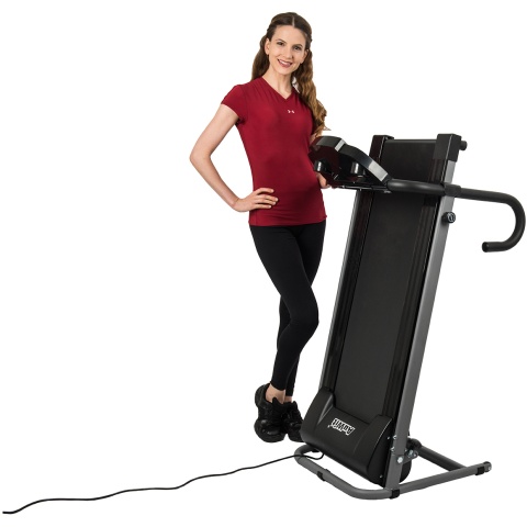 AuWit 600W Motor Fitness Machine w/ Folding Treadmill - BLACK