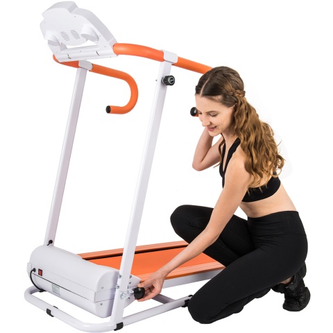 AuWit 600W Motor Fitness Machine w/ Folding Treadmill - ORANGE