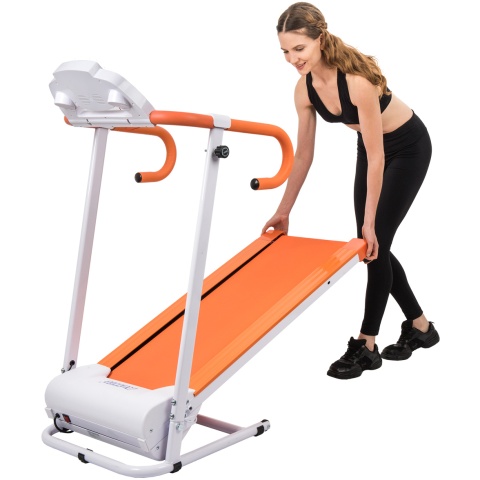 AuWit 600W Motor Fitness Machine w/ Folding Treadmill - ORANGE