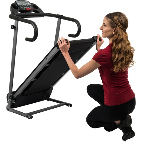 AuWit 1100W Motor Fitness Machine w/ Folding Treadmill - BLACK