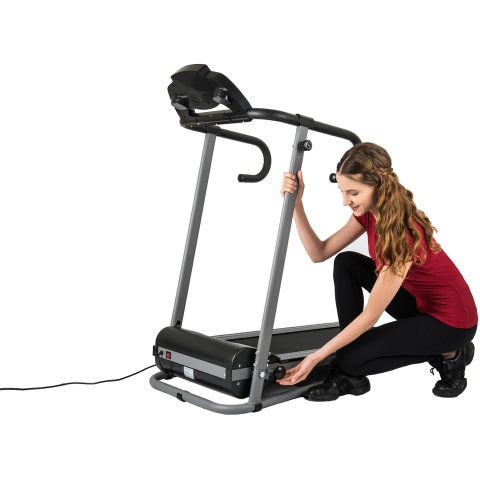 AuWit 1100W Motor Fitness Machine w/ Folding Treadmill - BLACK