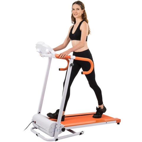 AuWit 1100W Motor Fitness Machine w/ Folding Treadmill - ORANGE