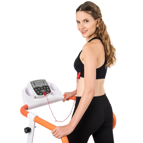 AuWit 1100W Motor Fitness Machine w/ Folding Treadmill - ORANGE