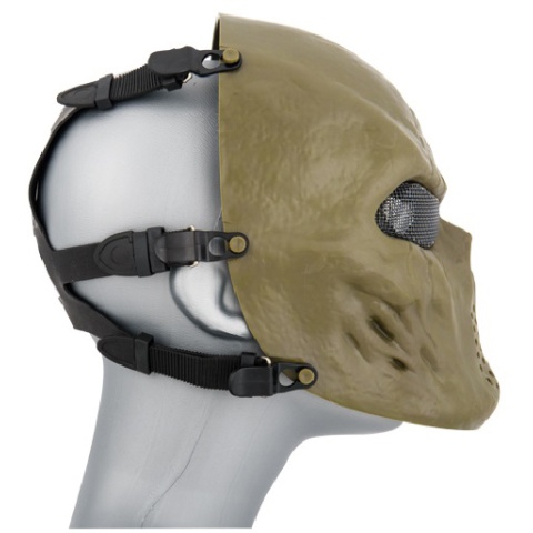 AMA Tactical Villain Skull Mesh Airsoft Face Mask - OLIVE DRAB