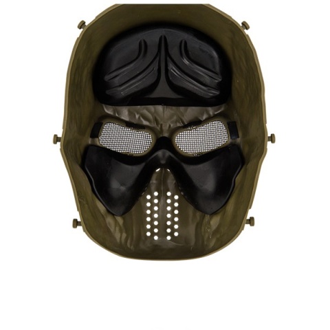 AMA Tactical Villain Skull Mesh Airsoft Face Mask - OLIVE DRAB