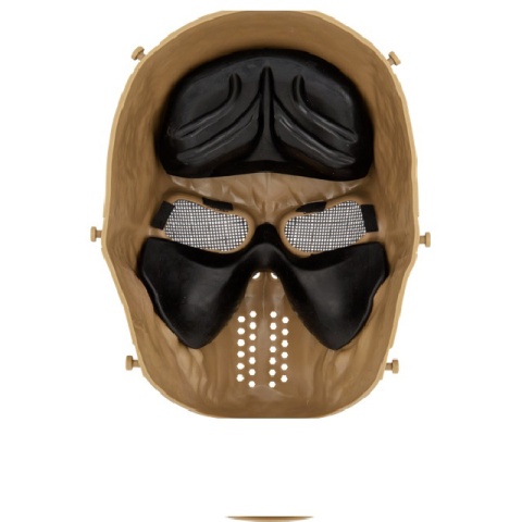 AMA Tactical Villain Skull Mesh Airsoft Face Mask - TAN