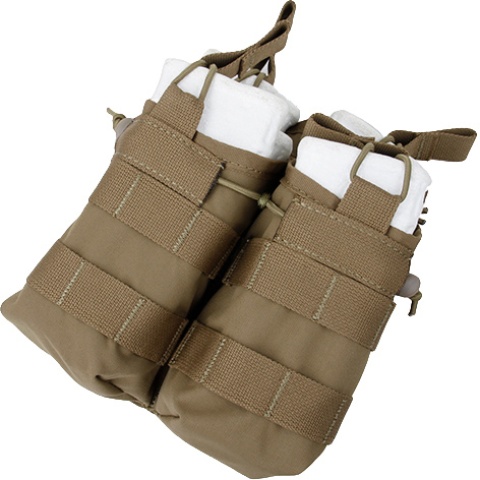 AMA Double Open Top Magazine Pouch w/ Paracord Lacing - COYOTE BROWN