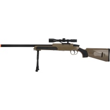 CYMA MK51 Bolt Action Airsoft Spring Sniper Rifle w/ Scope & Bipod (Color: Tan)