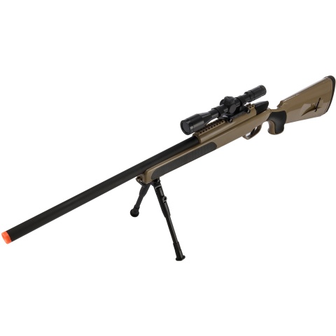 CYMA MK51 Bolt Action Airsoft Spring Sniper Rifle w/ Scope & Bipod (Color: Tan)