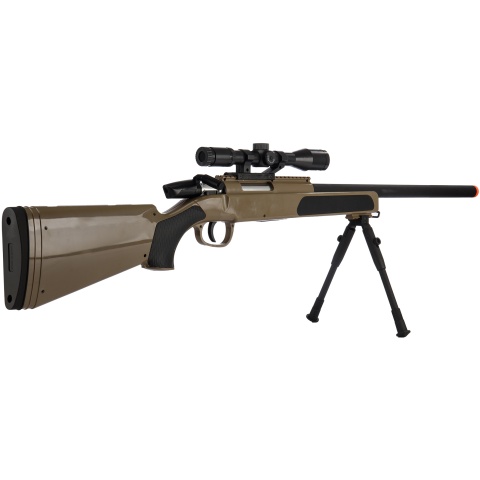 CYMA MK51 Bolt Action Airsoft Spring Sniper Rifle w/ Scope & Bipod (Color: Tan)