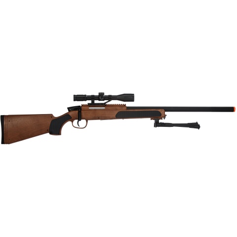 CYMA MK51 Bolt Action Airsoft Spring Sniper Rifle w/ Scope & Bipod (Color: Faux Wood)