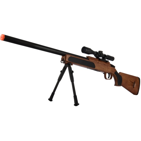 CYMA MK51 Bolt Action Airsoft Spring Sniper Rifle w/ Scope & Bipod (Color: Faux Wood)