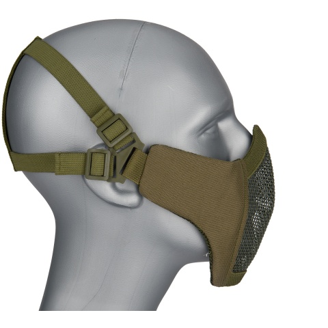 G-Force Low Carbon Steel Mesh Nylon Lower Face Mask - OLIVE DRAB