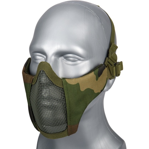 WoSport Low Carbon Steel Mesh Nylon Lower Face Mask - WOODLAND