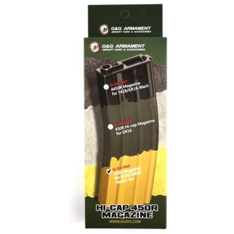 G&G 450rd M4 / M16  Metal High Capacity Airsoft AEG Magazine - TAN