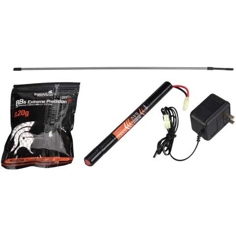 Lancer Tactical AK47 Airsoft AEG Rifle w/ Folding Stock, Battery & Charger (Color: Black / Faux Wood)