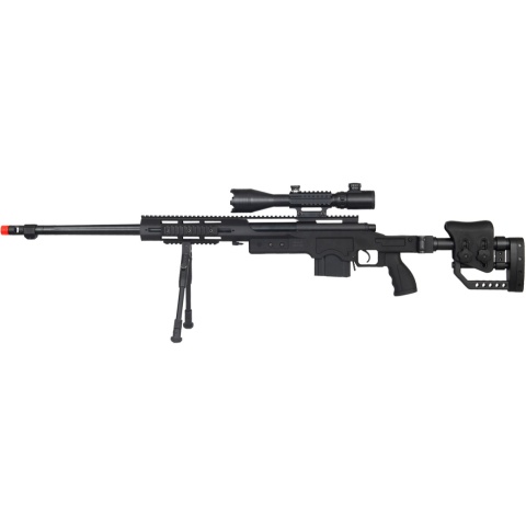 WellFire MB4411D Bolt Sniper Rifle w/ Illuminated Scope & Bipod - BLACK