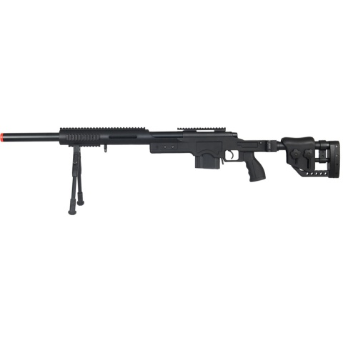 WellFire MB4411D Bolt Airsoft Sniper Rifle w/ Bipod - BLACK