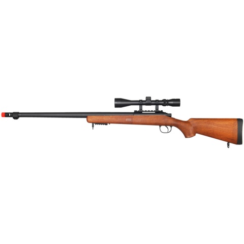 UK Arms Airsoft VSR-10 Bolt Action Sniper Rifle w/ Scope & Barrel - WOOD