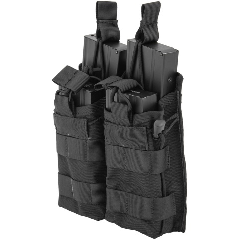 Lancer Tactical 600D Nylon Bungee Open Top M4 Magazine Pouch - BLACK