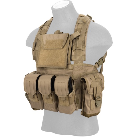 Lancer Tactical 600D Nylon M4 MOLLE Modular Chest Rig - TAN